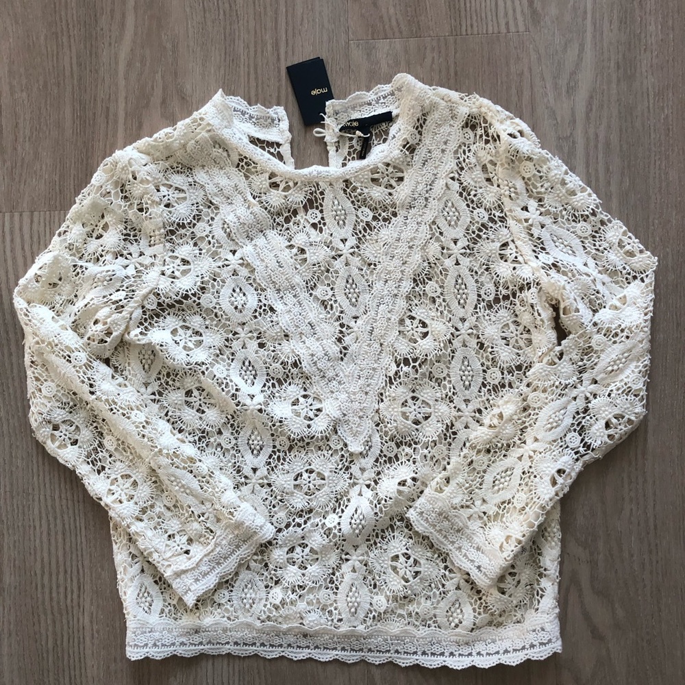 Maje Top en dentelle guipure Lenita. Size is 1.